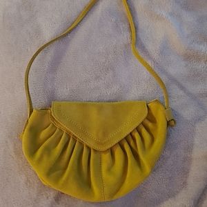 Vintage Kimichi Blue Small Yellow Suede Cross Body Bag